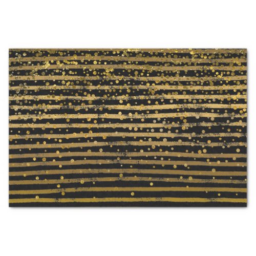 Modern Black Gold Stripes Foil Confetti Dots Tissue Paper