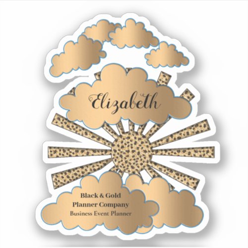 Modern Black Gold Sun Business Personalize Sticker