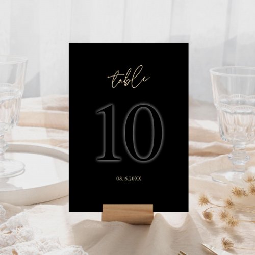 Modern Black Gold Table Number 10 | Minimalist