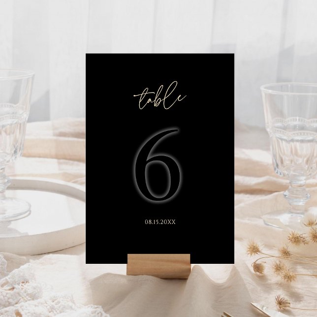 Modern Black Gold Table Number 6 Minimalist Luxury (Modern Black Gold Table Number 6 Minimalist Luxury)