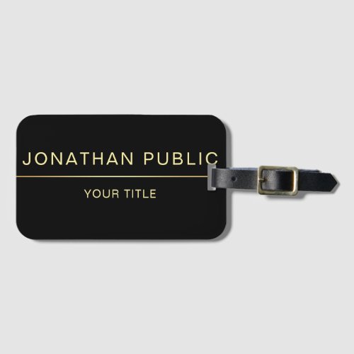 Modern Black Gold Template Elegant Luggage Tag