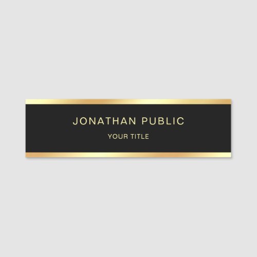 Modern Black Gold Template Elegant Professional Name Tag