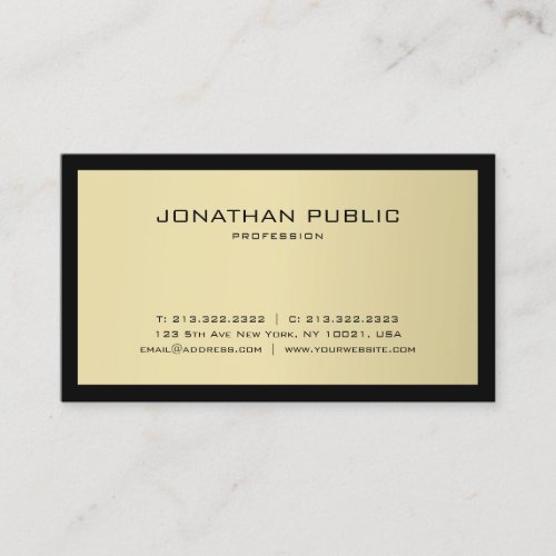Modern Black  Gold Template Professional Custom Business Card