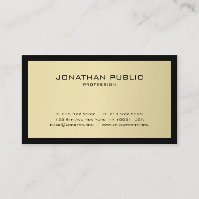 Modern Black & Gold Template Professional Custom Business Card (Front)