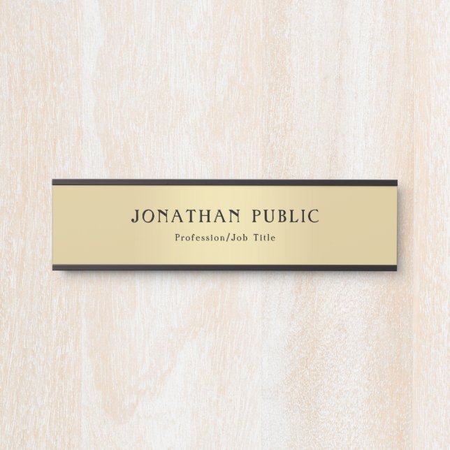 Modern Black Gold Template Professional Elegant Door Sign (Front)