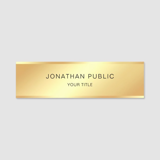 Modern Black Gold Template Professional Elegant Name Tag (Front)