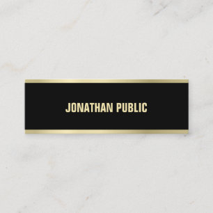 Modern Black Gold Text Elegant Simple Plain Luxury Mini Business Card