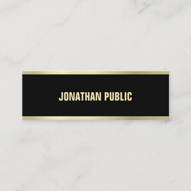 Modern Black Gold Text Elegant Simple Plain Luxury Mini Business Card (Front)