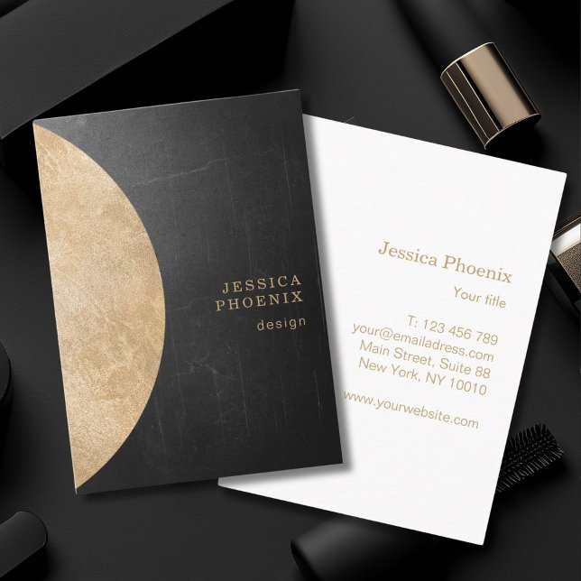 Modern Black & Gold Texture Luxury Business Card (Creator Uploaded)