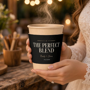 Modern Black Gold The Perfect Blend Wedding Coffee Cup Sleeve