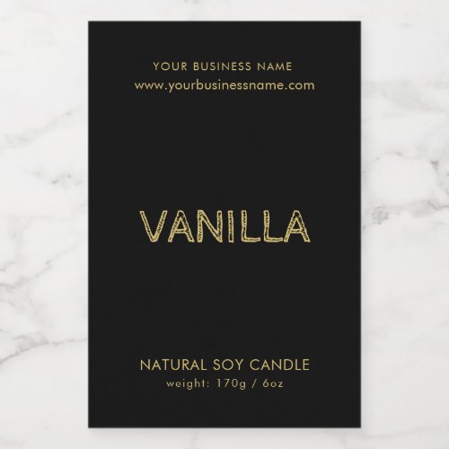 Modern black gold typography candle product label