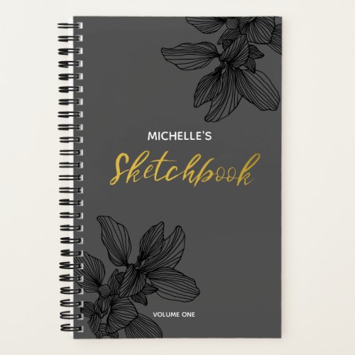 Modern Black  Gold Typography  Sketchbook Noteboo Notebook