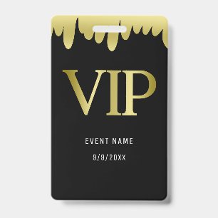 Modern Black Gold VIP Pass Badge