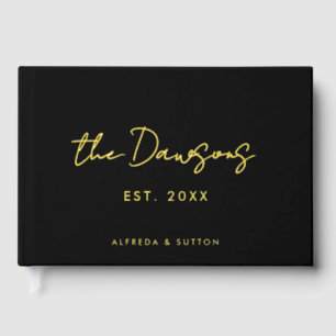 Modern Black & Gold Wedding Foil Guest Book