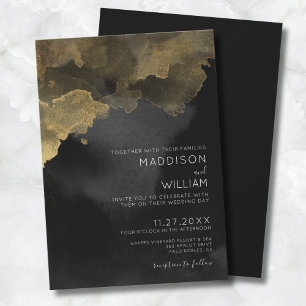 Modern Black Gold Wedding Invitation