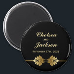 Modern Black Gold Wedding Keepsake Magnet<br><div class="desc">A modern black and gold wedding keepsake featuring the bride and groom's names and their wedding date.</div>