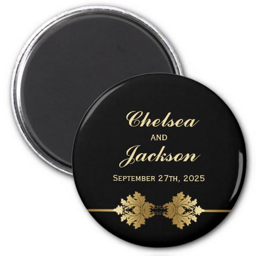 Modern Black Gold Wedding Keepsake Magnet