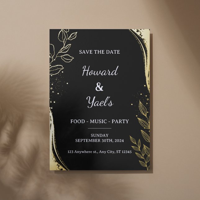 Modern Black & Gold Wedding Save the Date Foil Invitation (Creator Uploaded)