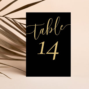 Modern Black & Gold Wedding  Table Number