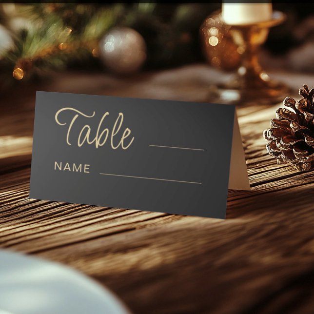 Modern Black & Gold Wedding table number Place Card (Creator Uploaded)