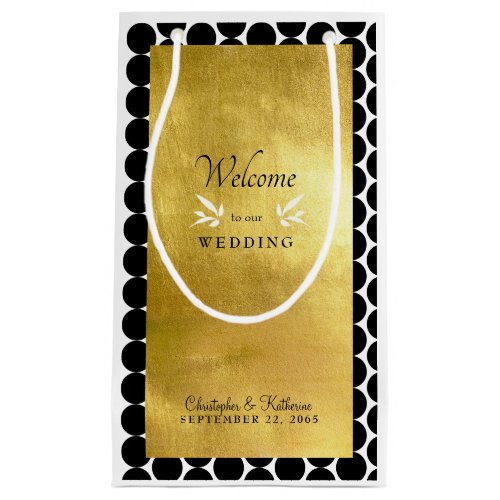 Modern Black  Gold Wedding Welcome Favor Small Gift Bag