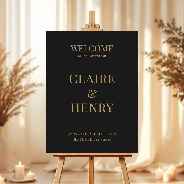Modern Black Gold Wedding Welcome Sign (Creator Uploaded)