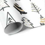 Modern black gold white Christmas tree simple Wrapping Paper<br><div class="desc">For more advanced customization of this design,  simply select the "Customize It" button above!</div>