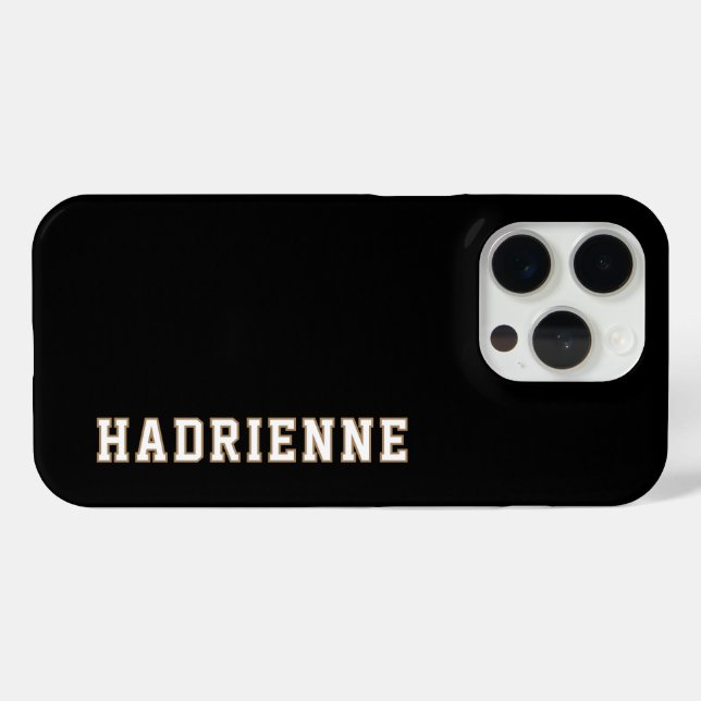 Modern Black Gold White Monogram Outline Name Case-Mate iPhone Case (Back (Horizontal))