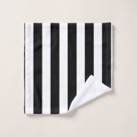 Modern Black And White Striped Bath Towel Set, Zazzle