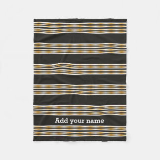 Modern Black Gold White Stripes Personalized Fleece Blanket