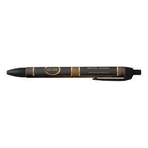 Modern black gold wood pattern professional logo pen