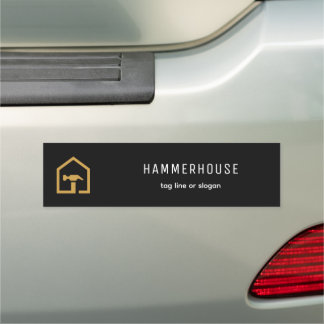Modern Black & Golden Construction Building Car Magnet