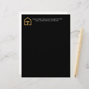 Modern Black & Golden Construction Building Letterhead