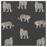 Modern Black Golden Leopard Jungle Animals Fabric