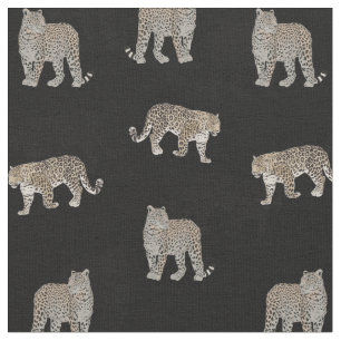 Modern Black Golden Leopard Jungle Animals Fabric