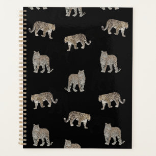 Modern Black Golden Leopard Jungle Animals Planner