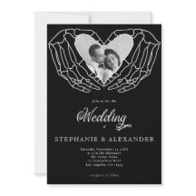 Modern Black Gothic Photo Skeleton Hands Wedding