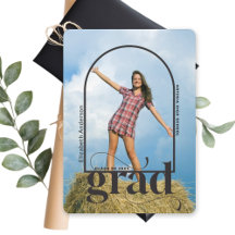 Modern Black Grad Arch Photo Graduate Announcement
