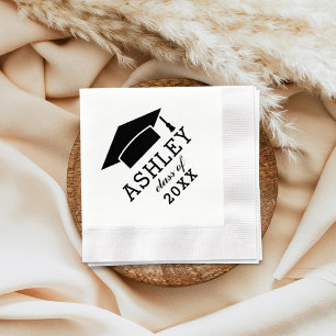 Modern Black Grad Cap 2026 Graduation Party Paper Napkins