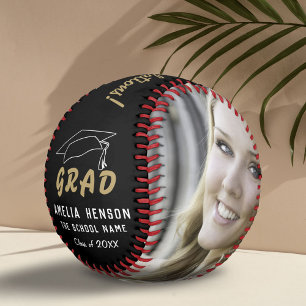 Modern Black Grad Congratulations Graduation Photo Softball