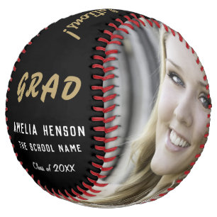 Modern Black Grad Congratulations Graduation Photo Softball