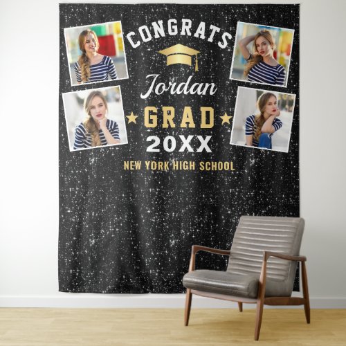 Modern Black Graduation 4 Photo Booth Backdrop