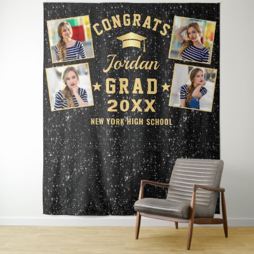 Modern Black Graduation 4 Photo Booth Backdrop