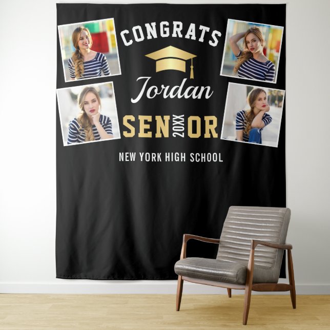 Modern Black Graduation 4 Photo Booth Backdrop (In Situ)