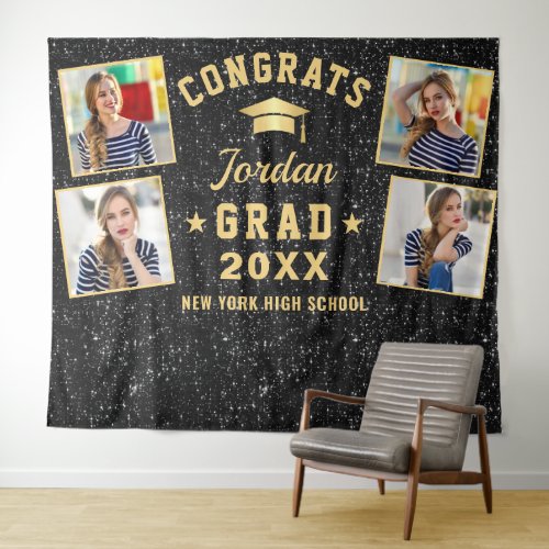 Modern Black Graduation 4 Photo Booth Backdrop