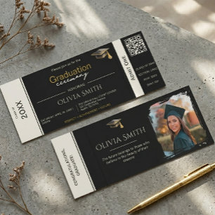 Modern Black Graduation Party Concert Invite Raffle Tickets