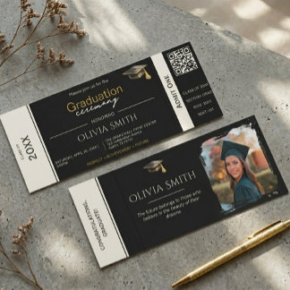 Modern Black Graduation Party Concert Invite Raffle Tickets