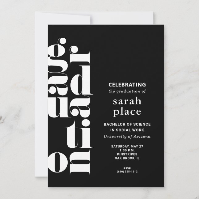 Modern Black Graduation Party Invitation (Front)