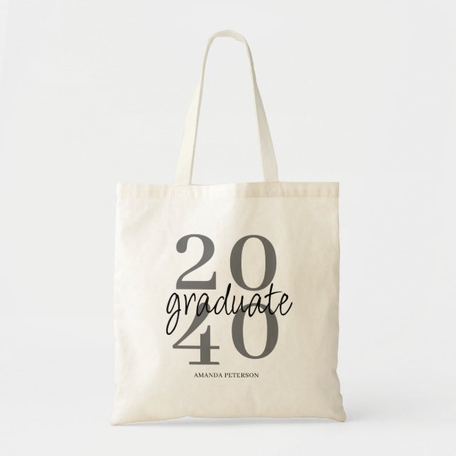 Modern Black Graduation Year Custom Gift Tote Bag (Front)