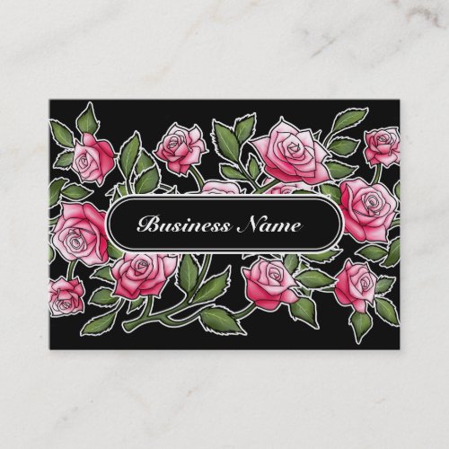 Modern Black Graphic Square Floral Business Card